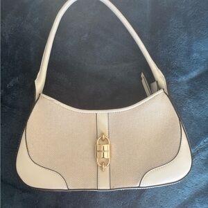 Nine West Cream Shoulder Hobo Bag with Gold Hardware